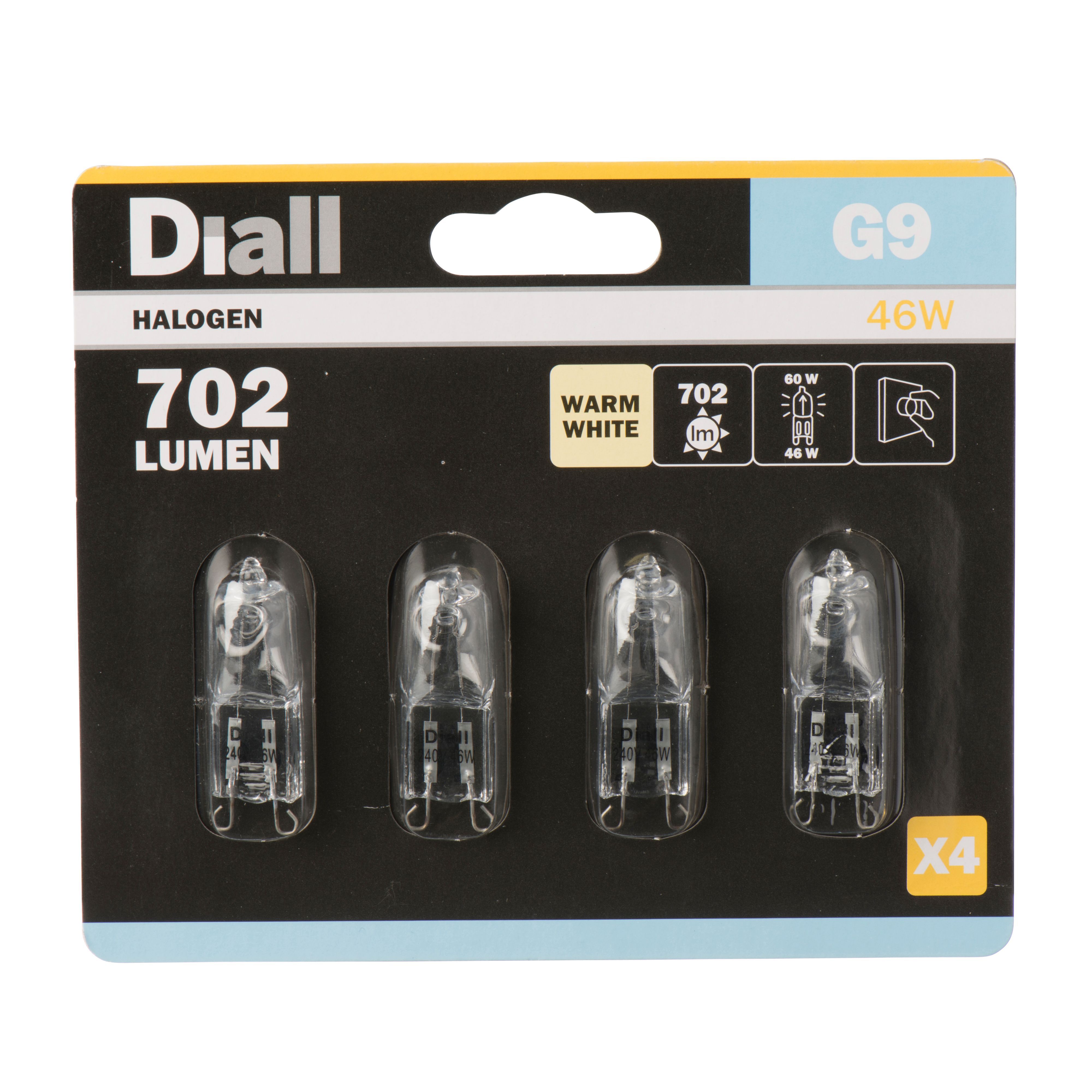 4 ampoules halogène capsule Diall G9 46W=40W blanc chaud