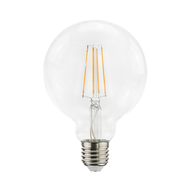 Diall G95 E27 3.4W 470lm Clear Globe Warm white LED Filament Light bulb |  DIY at B&Q