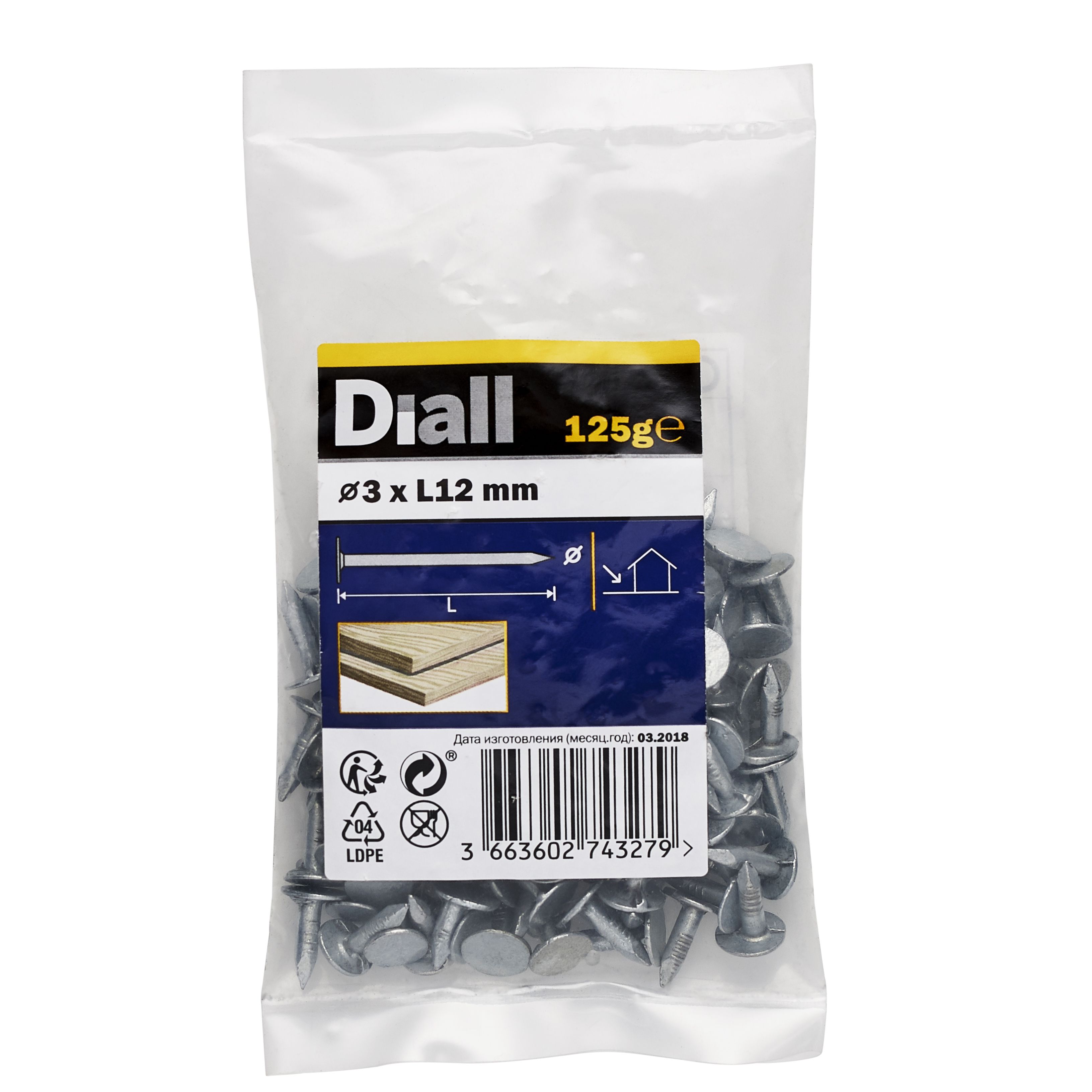 Diall Galvanised Clout nail (L)12mm (Dia)3mm 125g