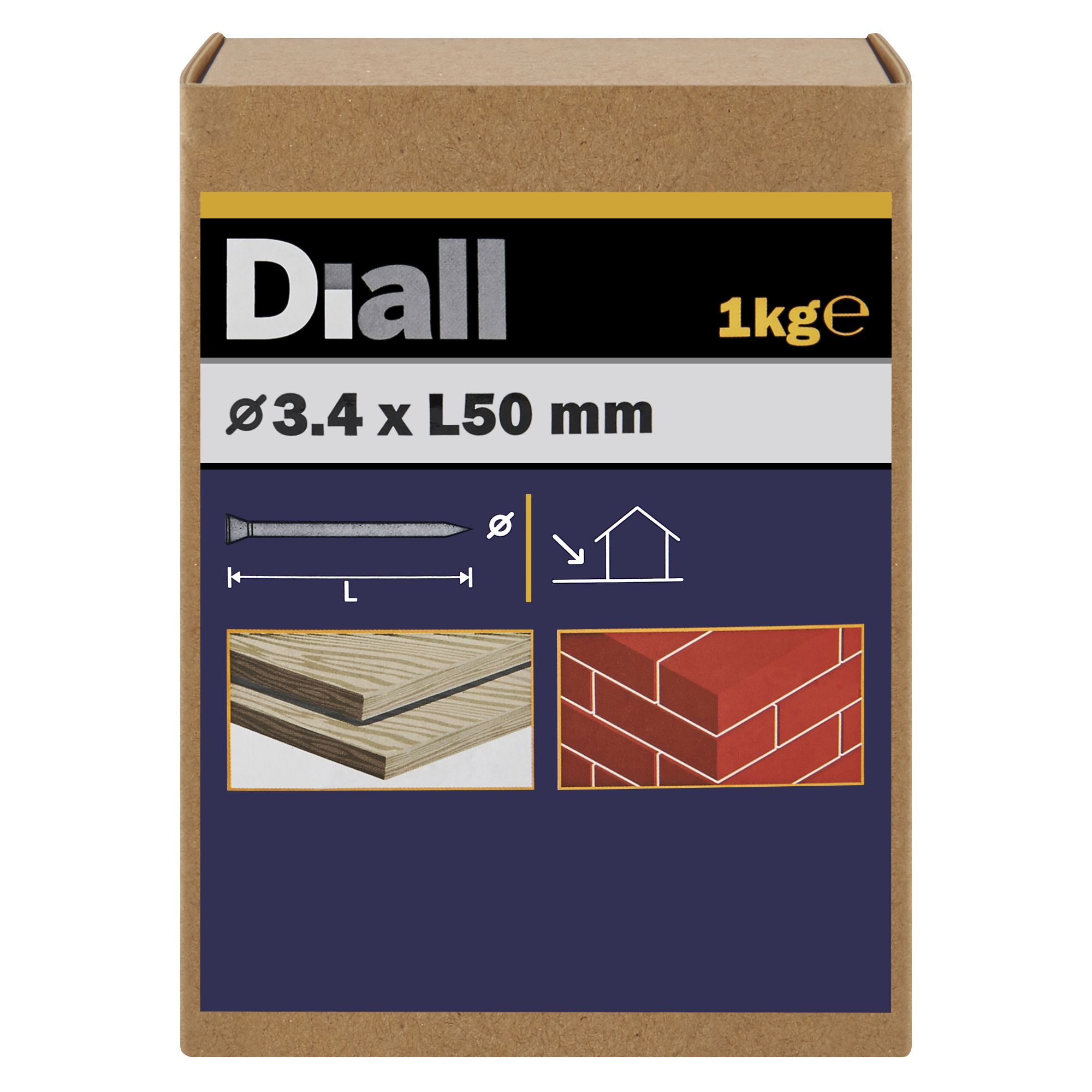 Diall Galvanised Masonry nail (L)50mm (Dia)3.4mm 1kg