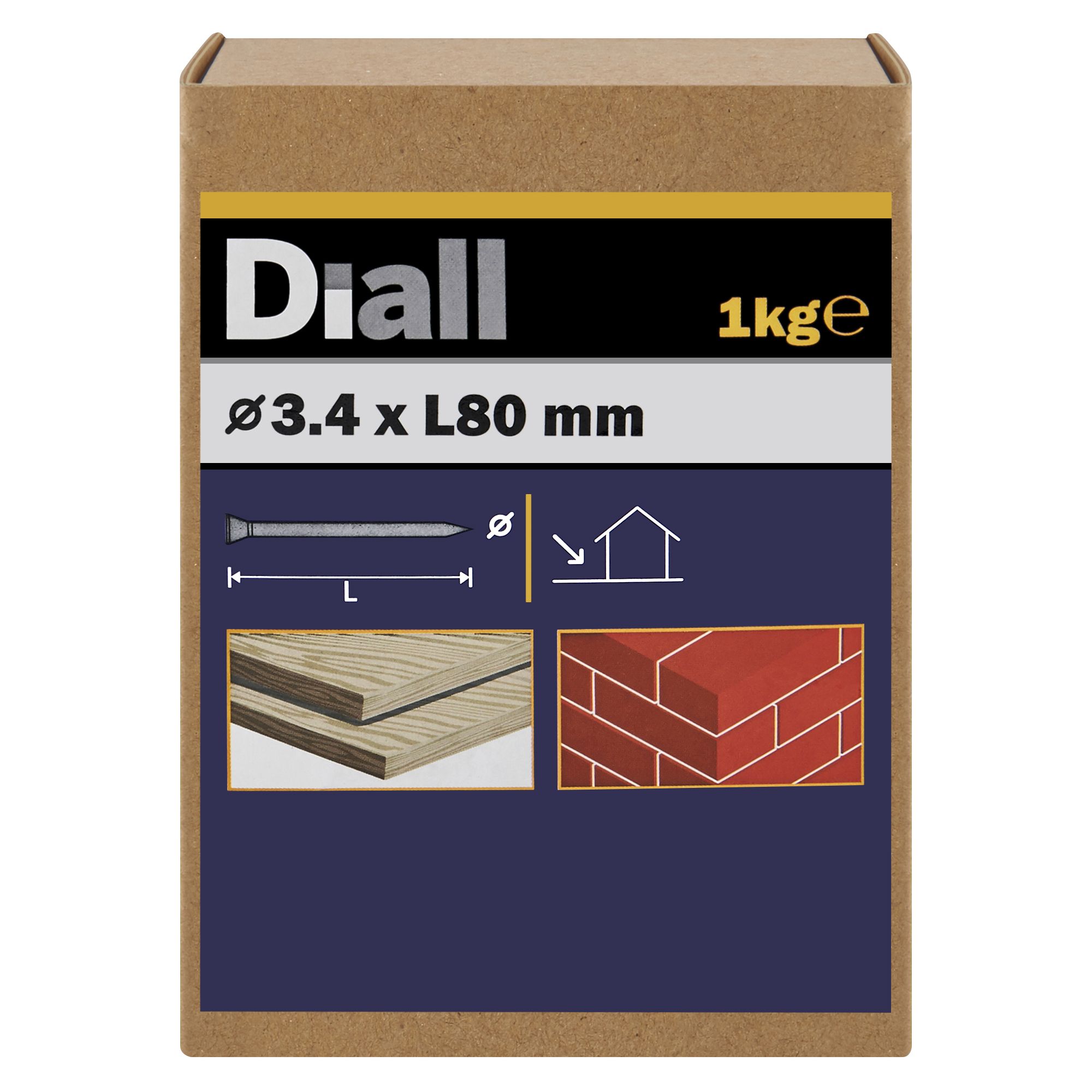 Diall Galvanised Masonry nail (L)80mm (Dia)3.4mm 1kg