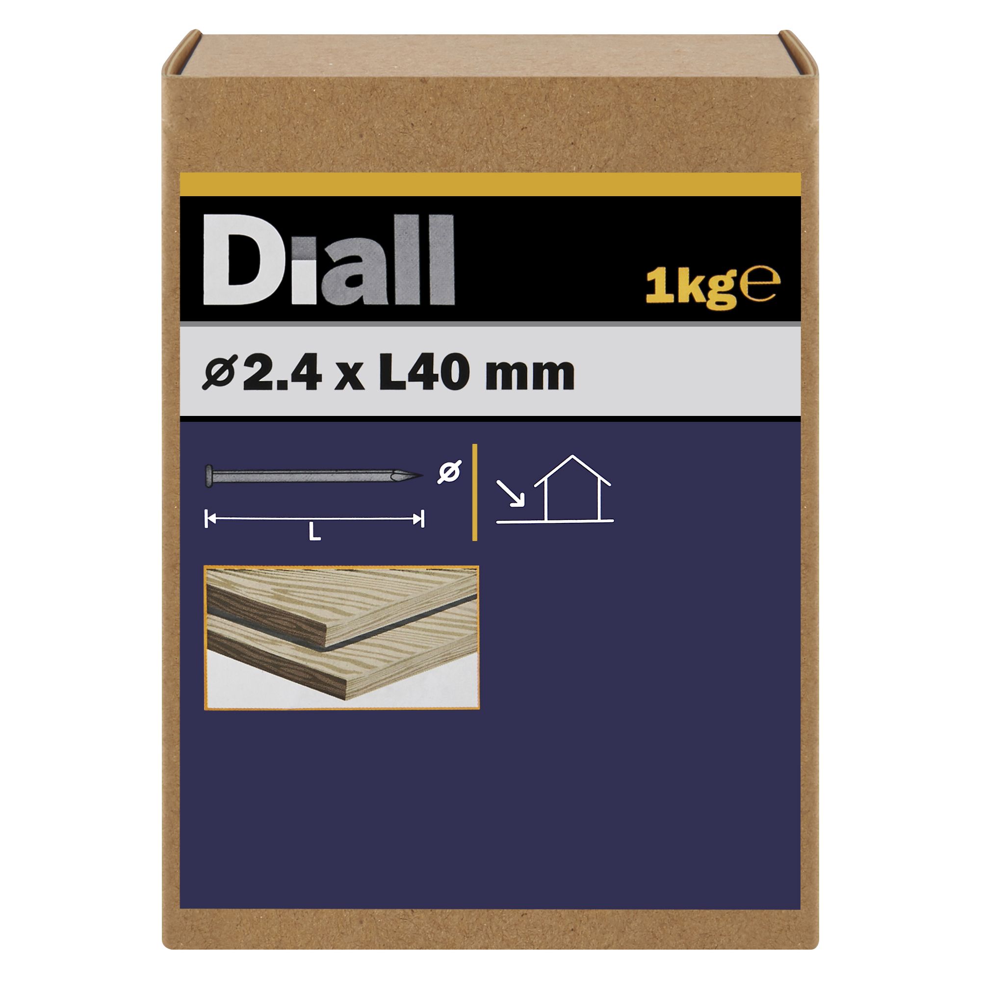 Diall Galvanised Round wire nail (L)40mm (Dia)2.4mm 1kg