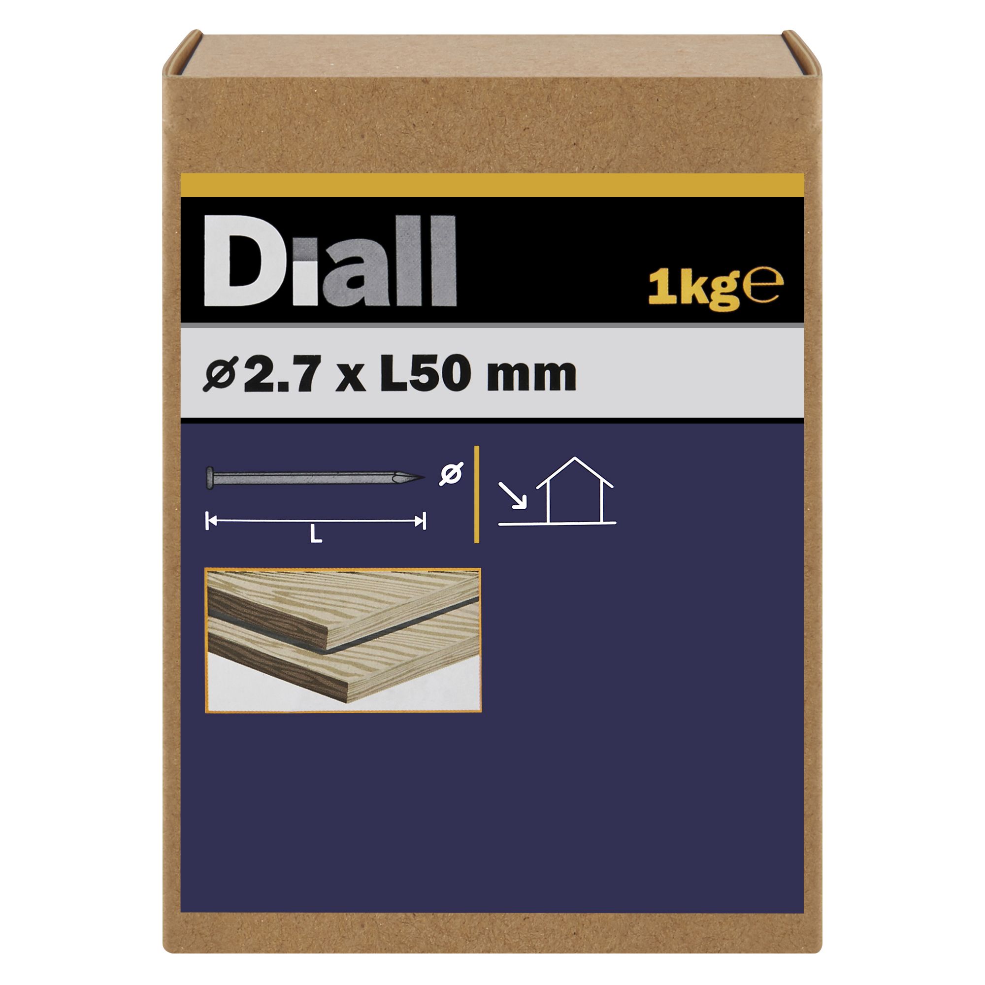 Diall Galvanised Round wire nail (L)50mm (Dia)2.7mm 1kg