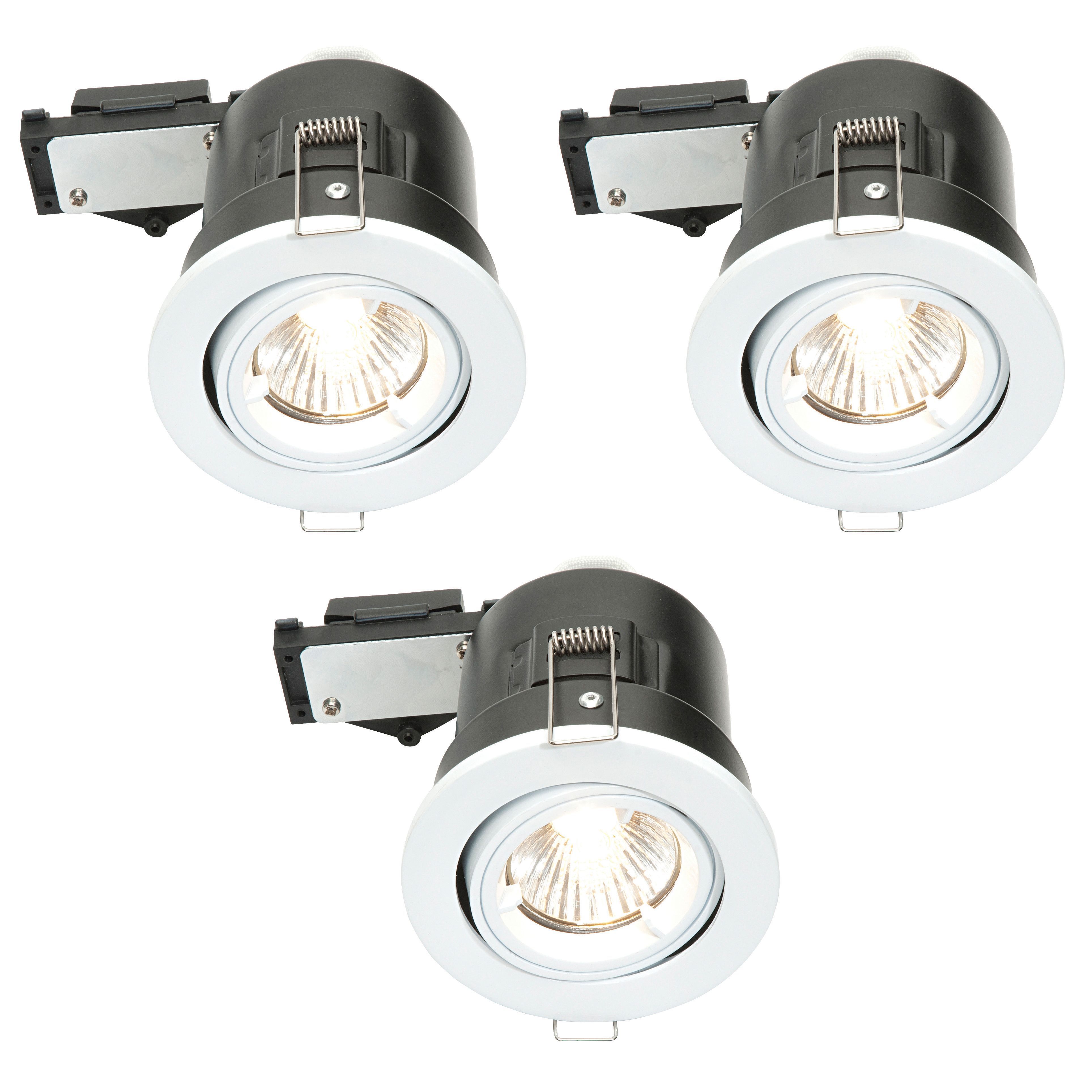 Diall Gloss White Adjustable LED Fire rated Warm white Downlight 3.5W IP23 Pack of 3