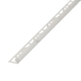 Diall Gloss White marble effect 9mm Round edge PVC External edge tile trim