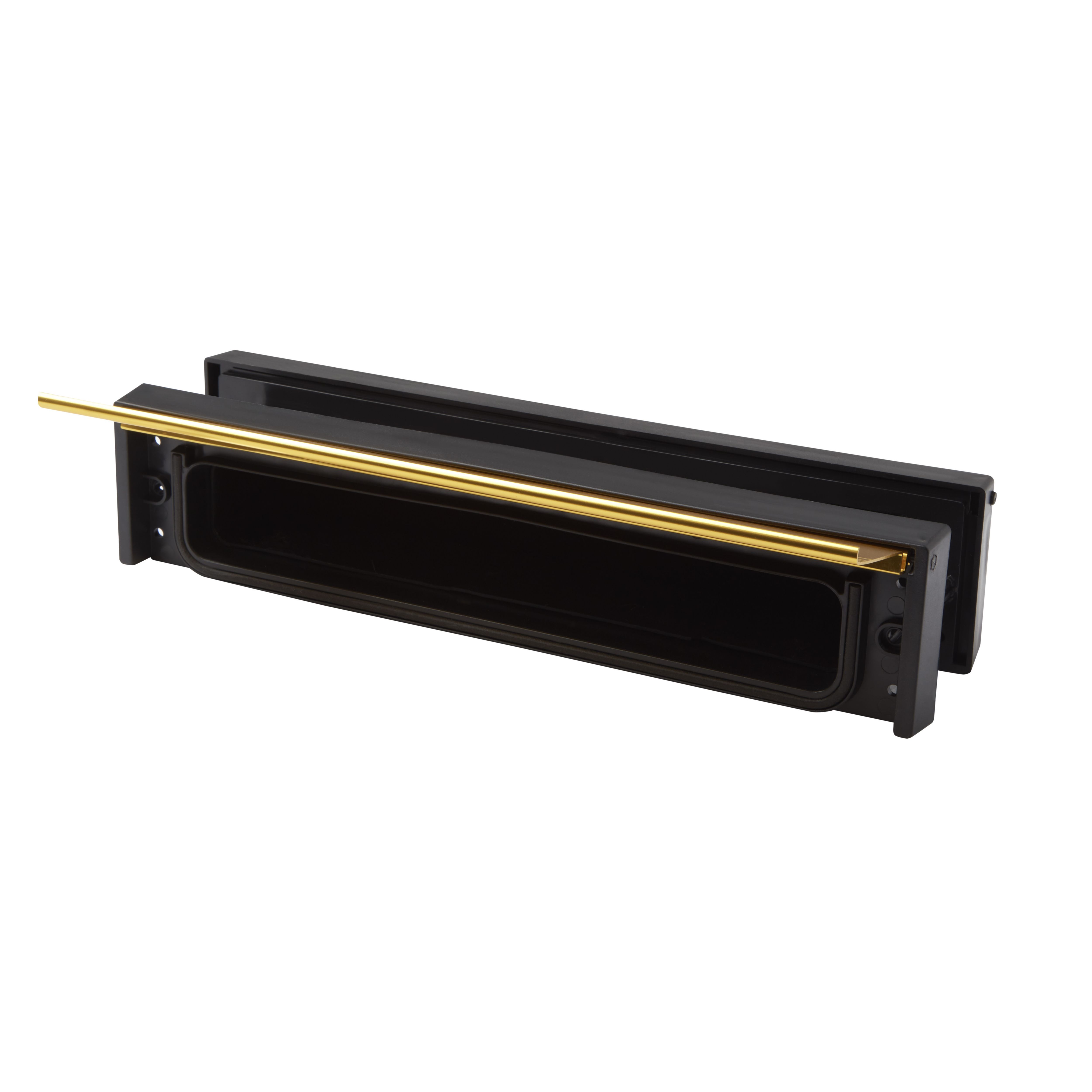 Diall Gold effect Aluminium Letterbox with sleeve (H)67mm (W)305mm