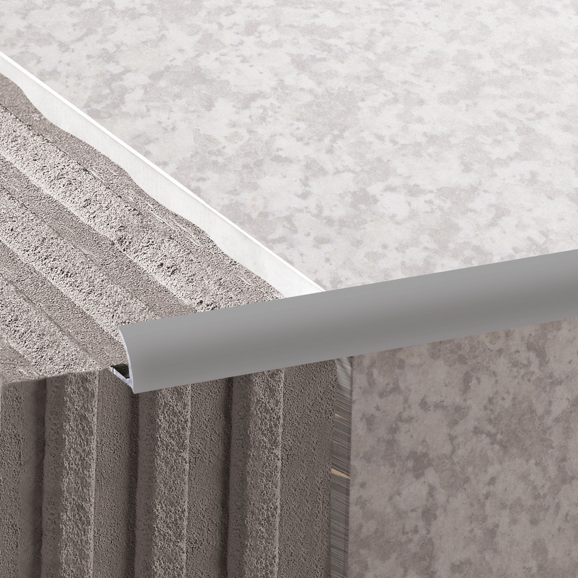Diall Grey 9mm Round Polyvinyl chloride (PVC) External edge tile trim, (W)27mm