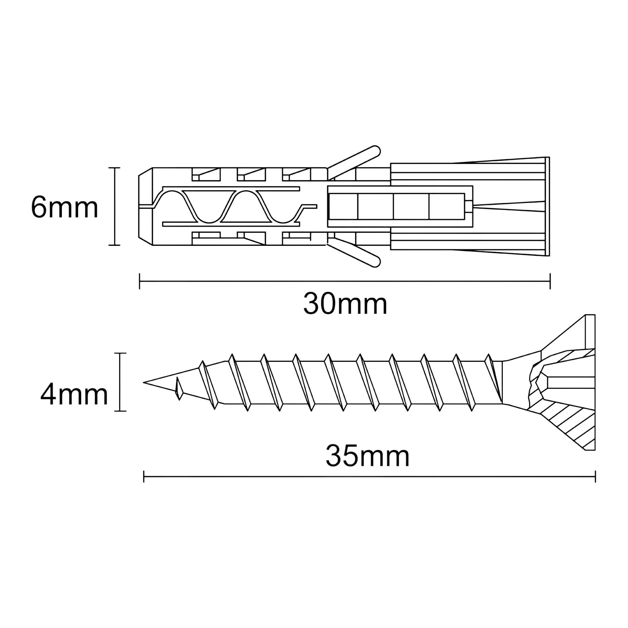 Diall Grey Multi-purpose screw & wall plug (Dia)6mm (L)30mm, Pack of 15