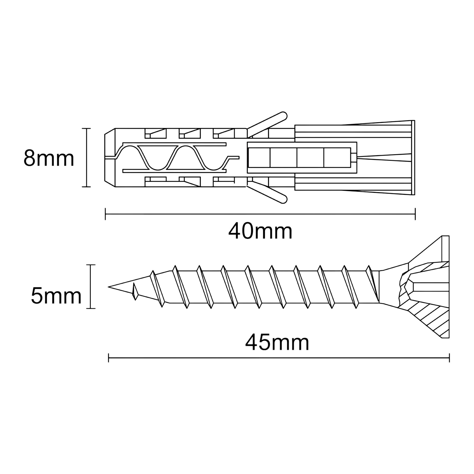 Diall Grey Multi-purpose screw & wall plug (Dia)8mm (L)40mm, Pack of 10