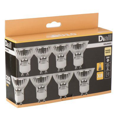 Diall GU10 28W Halogen Dimmable Light bulb, Pack of 8