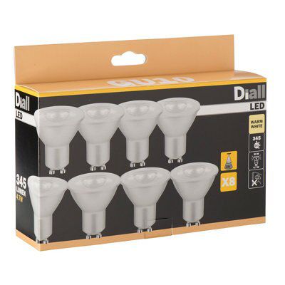 Diall GU10 4.7W 345lm LED Light bulb, Pack of 8