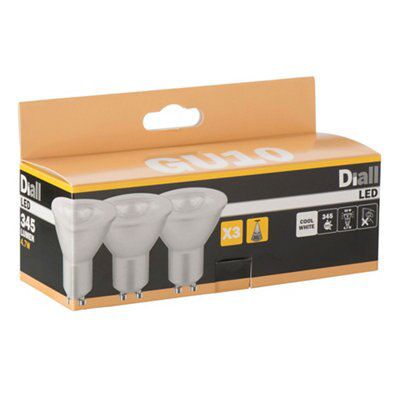 Diall GU10 4.7W 345lm Reflector spot Neutral LED Light bulb, Pack of 3