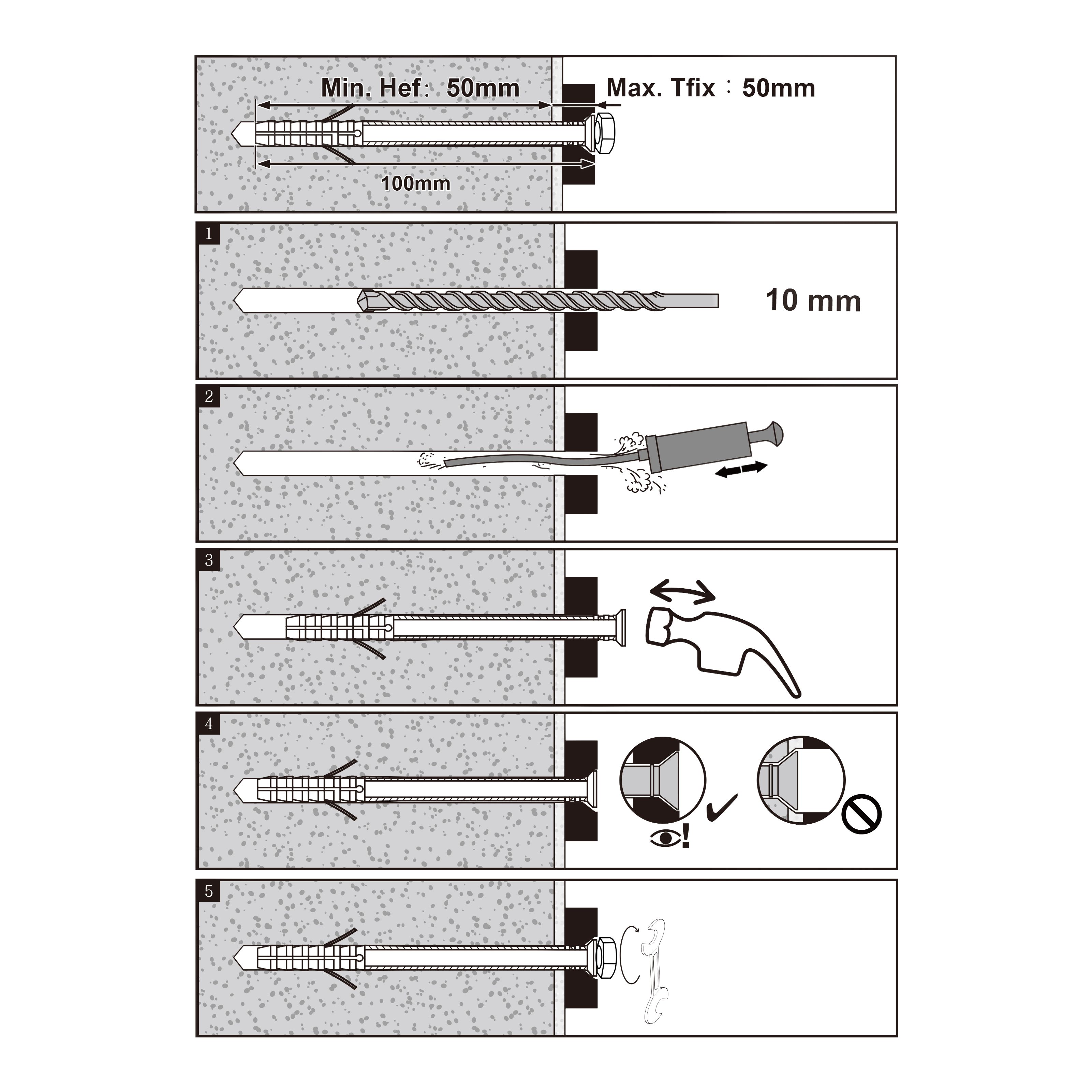 Diall Hex Frame fixing (Dia)10mm (L)100mm, Pack of 6