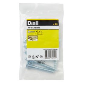 Diall Hex Zinc-plated Carbon steel Coach screw (Dia)8mm (L)60mm, Pack of 10