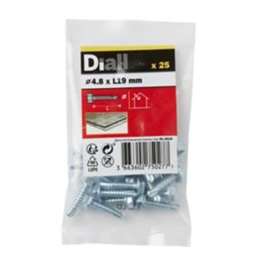 Diall Hex Zinc-plated Carbon steel Screw (Dia)4.8mm (L)19mm, Pack of 25