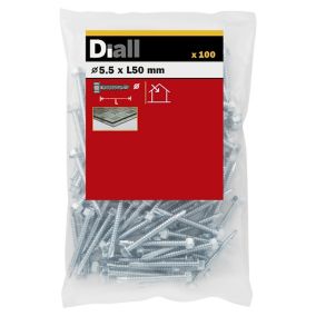 Diall Hex Zinc-plated Carbon steel Screw (Dia)5.5mm (L)50mm, Pack of 100