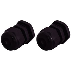 Diall IP66 29mm Black Cable gland, Pack of 2