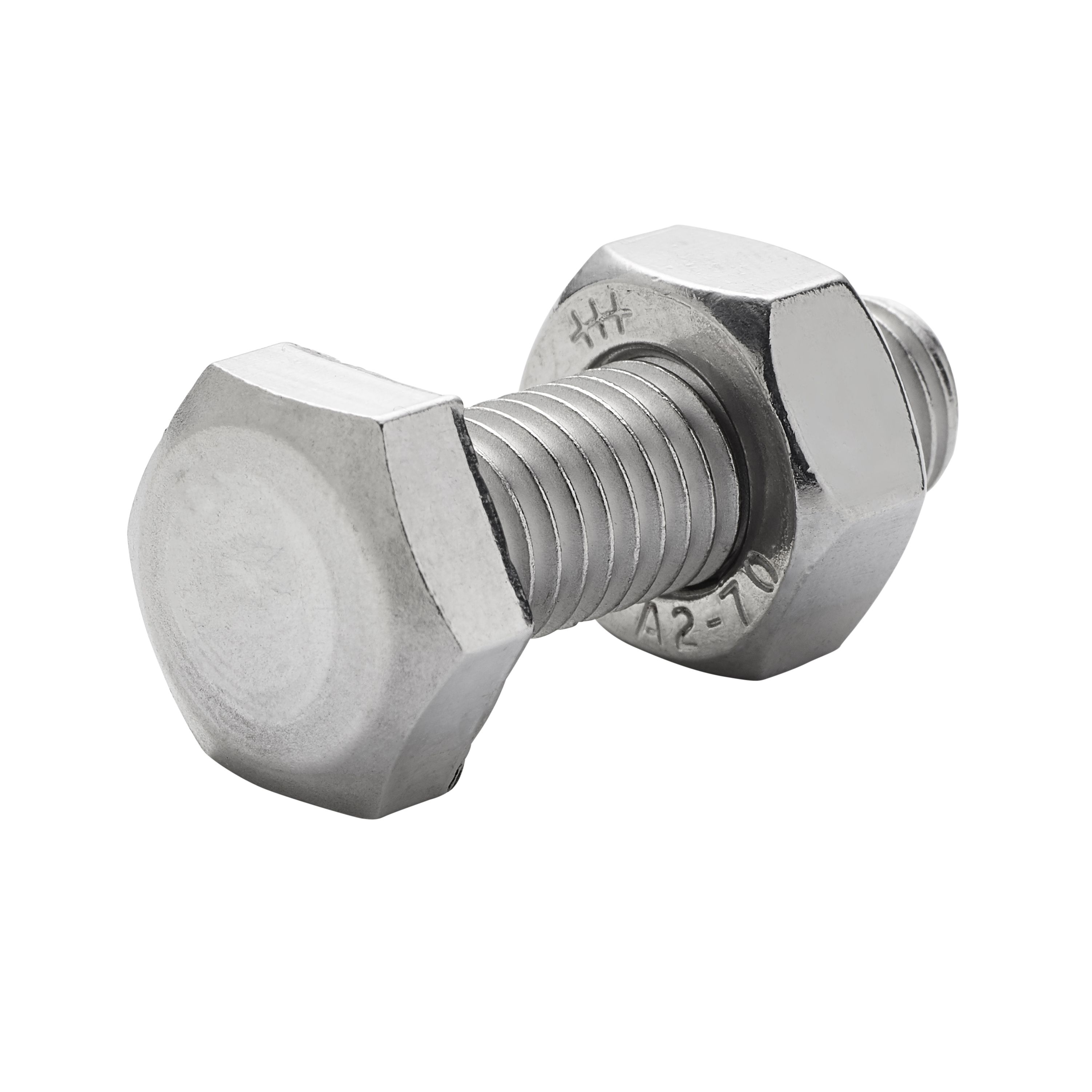 Diall M10 Hex A2 stainless steel Bolt & nut (L)30mm (Dia)10mm, Pack of 10