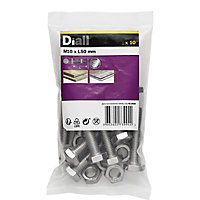 Diall M10 Hex A2 stainless steel Bolt & nut (L)50mm (Dia)10mm, Pack of 10