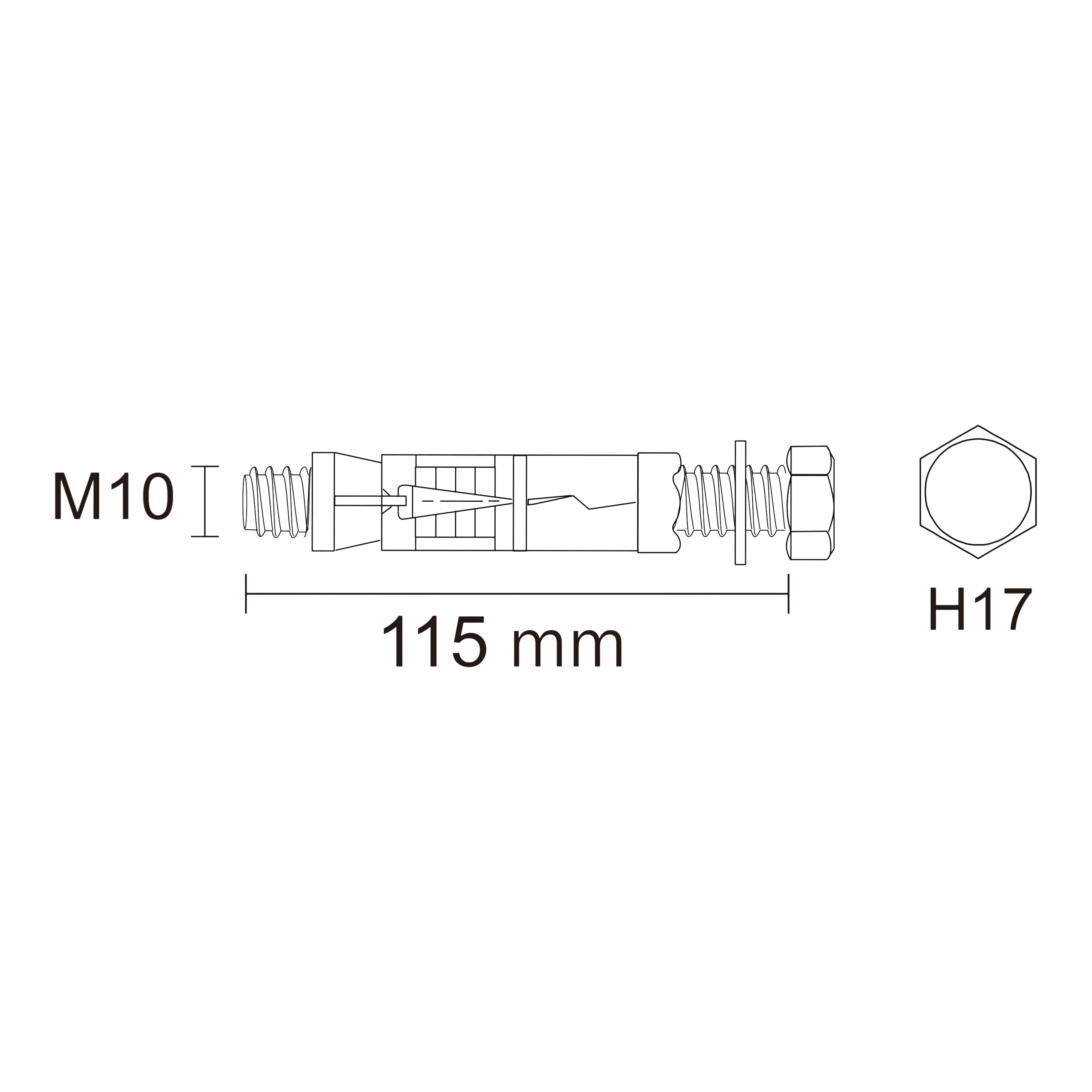 Diall M10 Hex Bolt Steel Shield anchor (L)115mm, Pack of 4