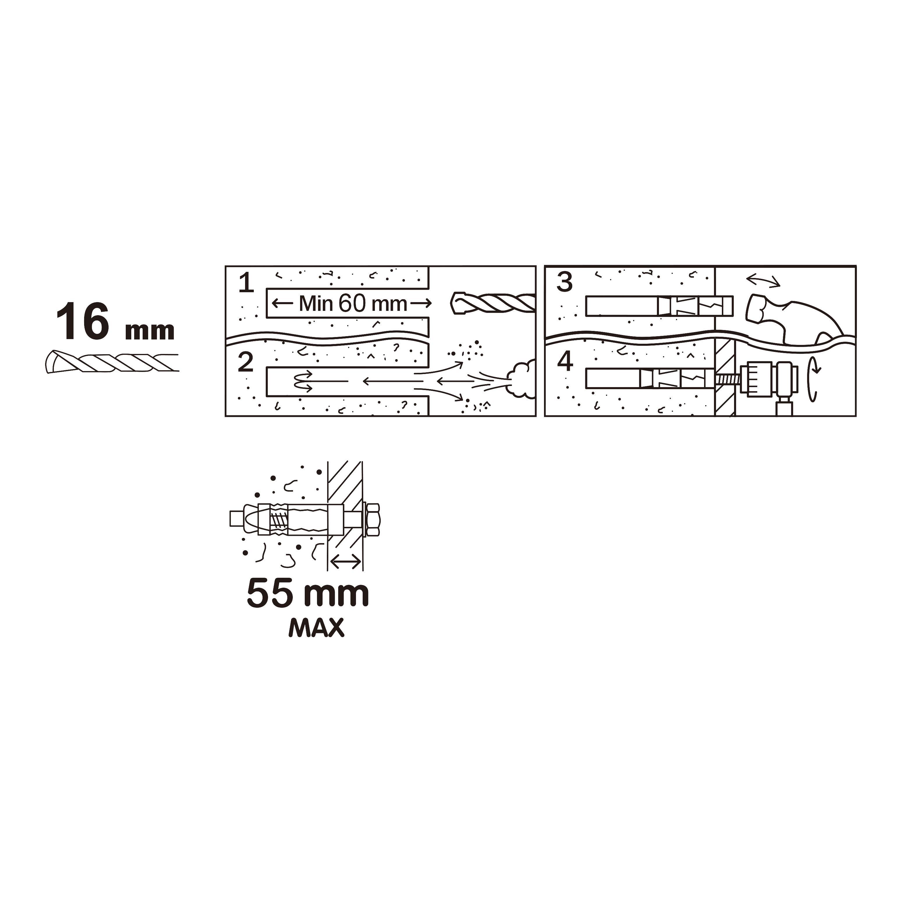 Diall M10 Hex Bolt Steel Shield anchor (L)115mm, Pack of 4