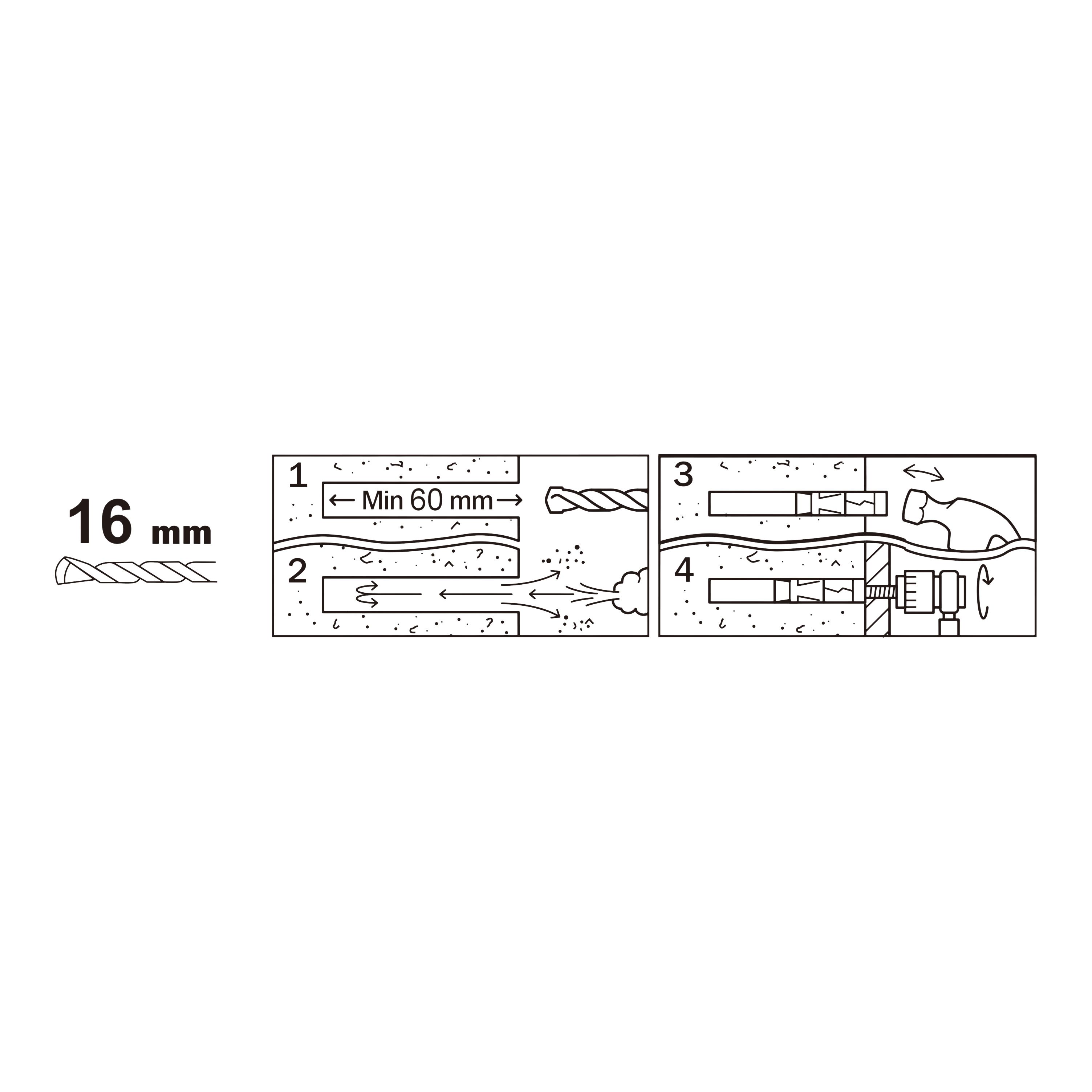 Diall M10 Hex O-hook Steel Shield anchor (L)75mm, Pack of 2