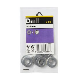 Diall M10 Stainless steel Medium Flat Washer, (Dia)10mm, Pack of 10