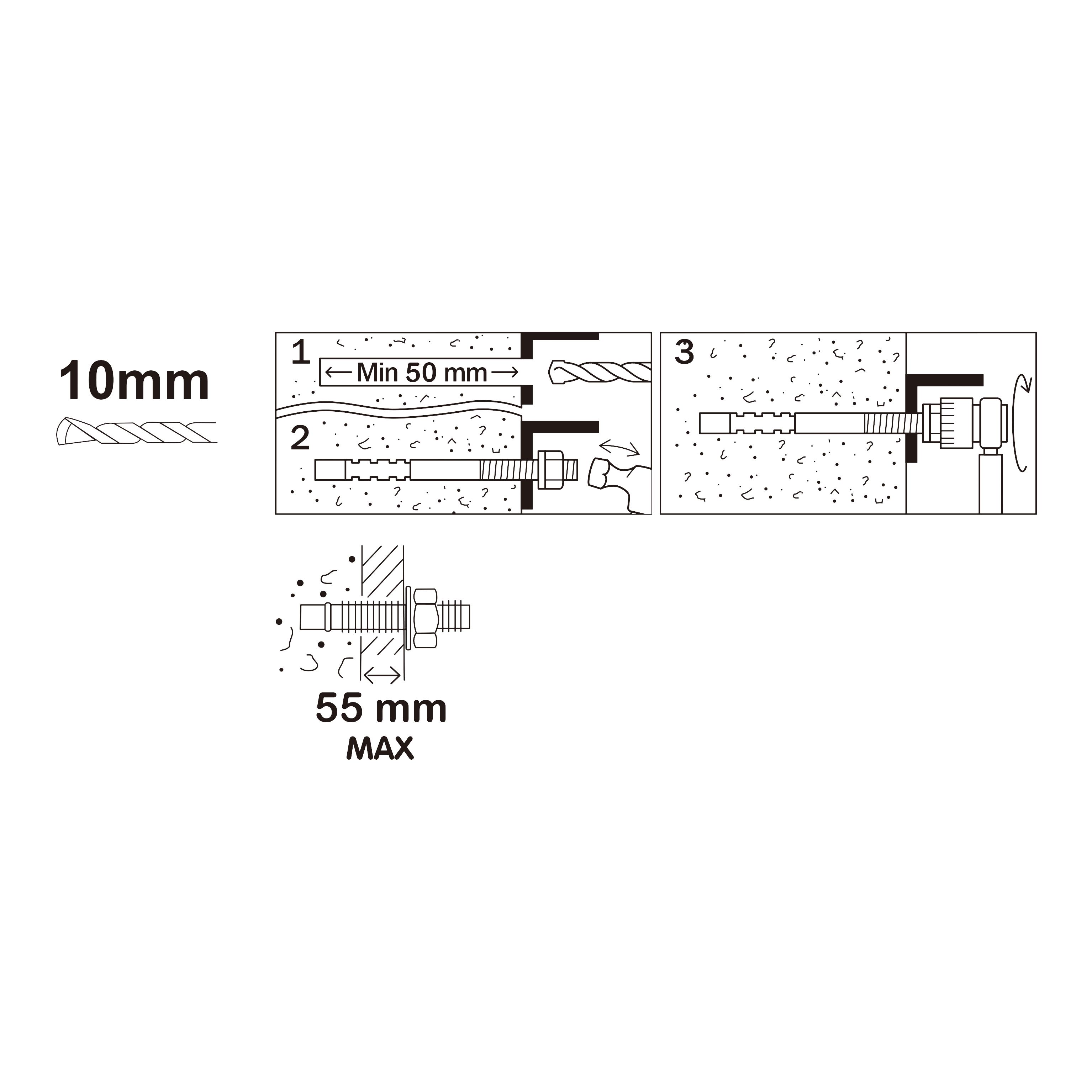 Diall M10 Steel Through bolt, nut & washer (L)120mm, Pack of 4