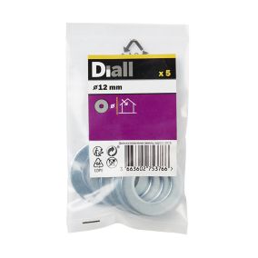 Diall M12 Carbon steel Flat Washer, (Dia)12mm, Pack of 5