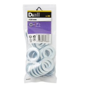Diall M16 Carbon steel Flat Washer, (Dia)16mm, Pack of 20