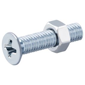 Diall M3 Pozidriv Countersunk Zinc-plated Carbon steel Machine screw & nut (Dia)3mm (L)16mm, Pack of 20
