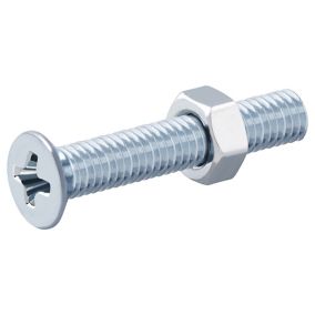 Diall M3 Pozidriv Countersunk Zinc-plated Carbon steel Machine screw & nut (Dia)3mm (L)20mm, Pack of 20