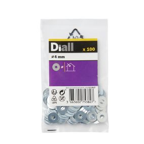 Diall M4 Carbon steel Flat Washer, (Dia)4mm, Pack of 100