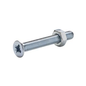 Diall M4 Cruciform Philips Pan head Zinc-plated Carbon steel Machine screw & nut (Dia)4mm (L)30mm, Pack of 20