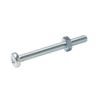 Diall M4 Cruciform Philips Pan head Zinc-plated Carbon steel Machine screw & nut (Dia)4mm (L)40mm, Pack of 20