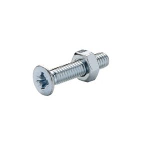 Diall M4 Pozidriv Countersunk Zinc-plated Carbon steel Machine screw & nut (Dia)4mm (L)20mm, Pack of 20