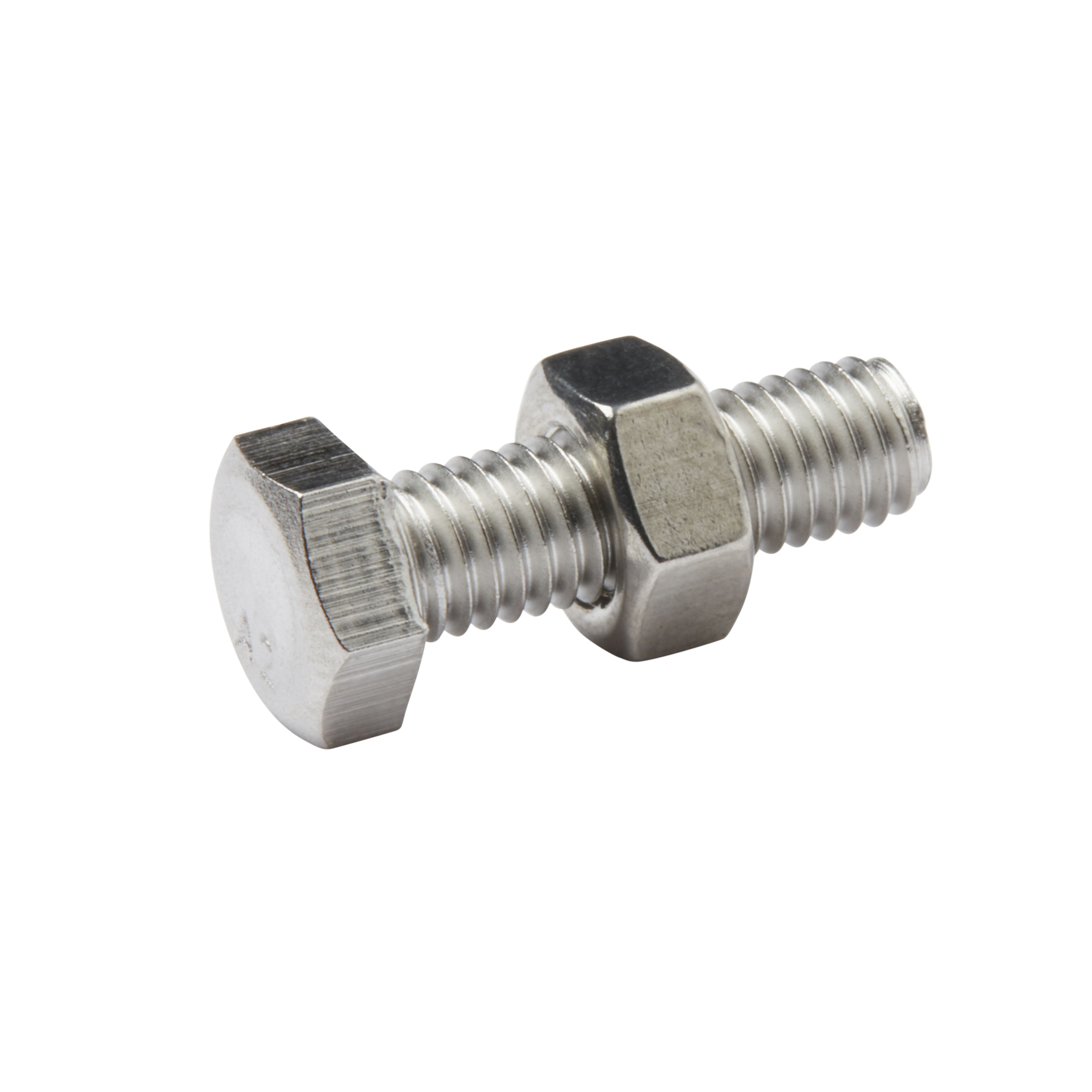 Diall M5 Hex Stainless steel Bolt & nut (L)16mm (Dia)5mm, Pack of 10