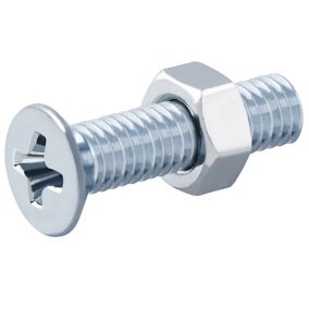 Diall M5 Pozidriv Countersunk Zinc-plated Carbon steel Machine screw & nut (Dia)5mm (L)20mm, Pack of 20