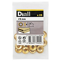 Diall M6 Brass Screw cup Washer, Pack of 25
