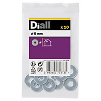 Diall M6 Carbon steel Flat Washer, (Dia)6mm, Pack of 10