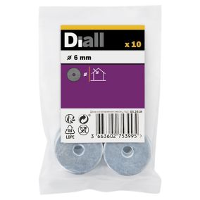 Diall M6 Carbon steel Penny Washer, (Dia)6mm, Pack of 10