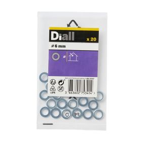 Diall M6 Carbon steel Small Flat Washer, (Dia)6mm, Pack of 20