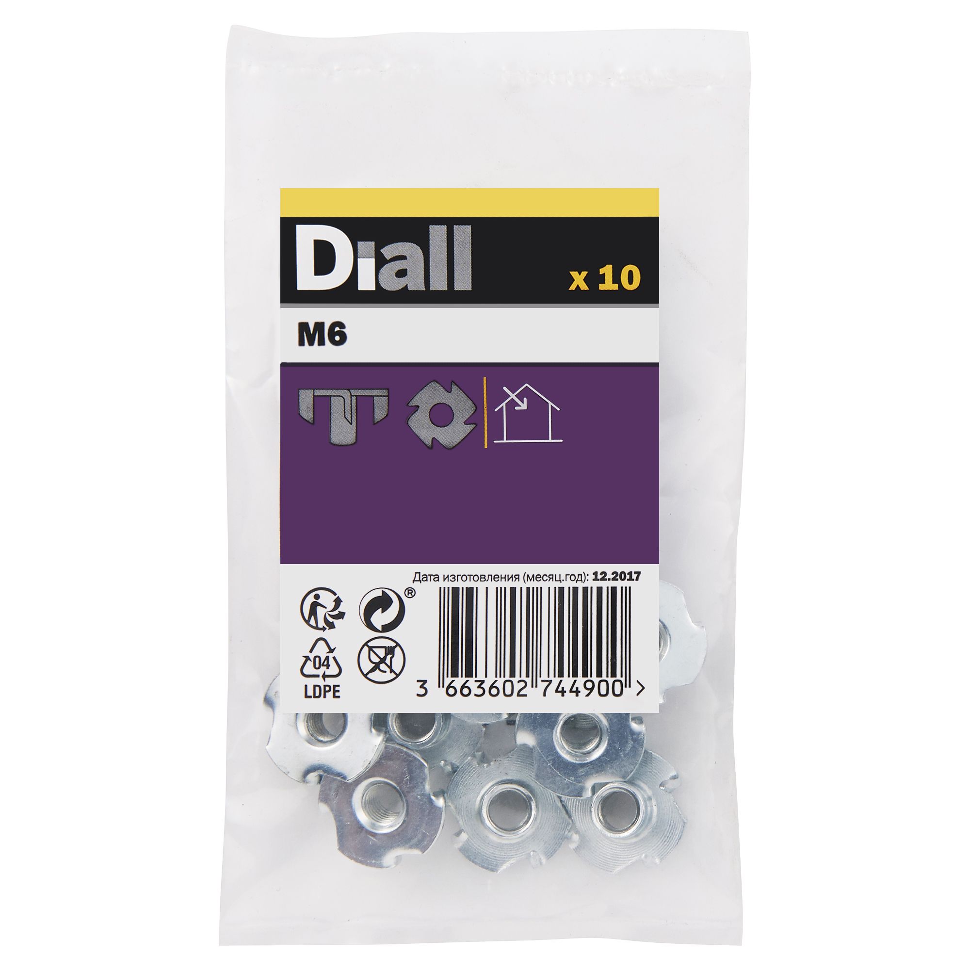 Diall M6 Carbon steel Tee Nut, Pack of 10 | DIY at B&Q