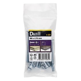 Diall M6 Coach bolt & nut (L)70mm, Pack of 10