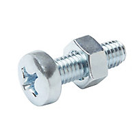 Diall M6 Cruciform Philips Pan head Zinc-plated Carbon steel Machine screw & nut (Dia)6mm (L)20mm, Pack of 20