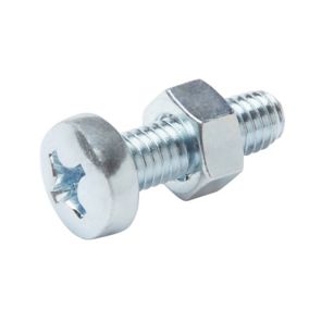 Diall M6 Cruciform Philips Pan head Zinc-plated Carbon steel Machine screw & nut (Dia)6mm (L)20mm, Pack of 20