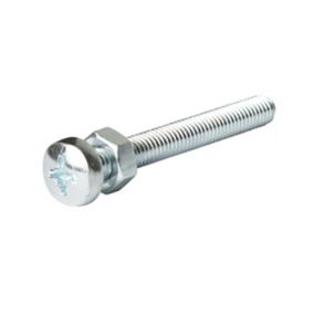 Diall M6 Cruciform Philips Pan head Zinc-plated Carbon steel Machine screw & nut (Dia)6mm (L)80mm, Pack of 20