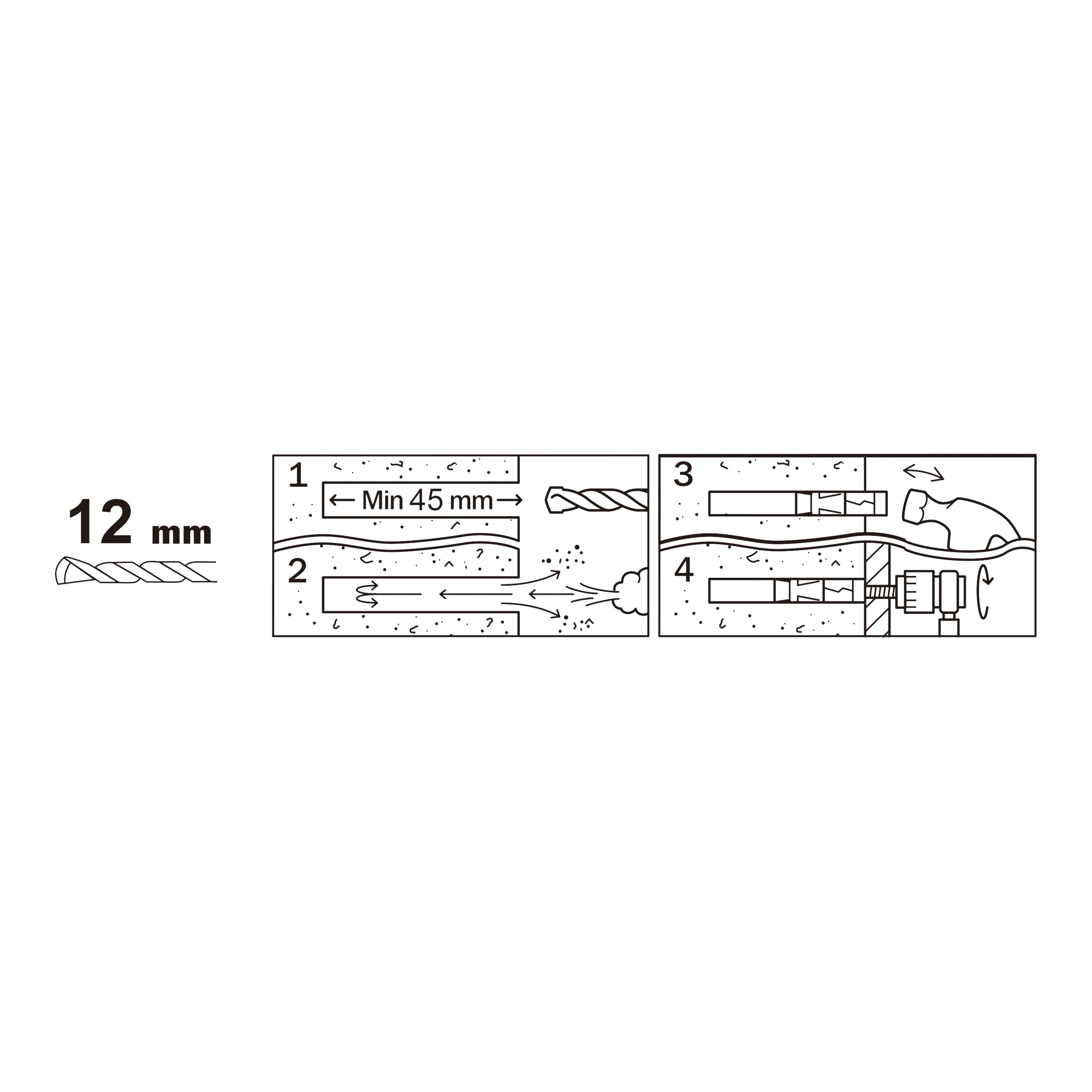 Diall M6 Hex C-hook Steel Shield anchor (L)50mm, Pack of 2