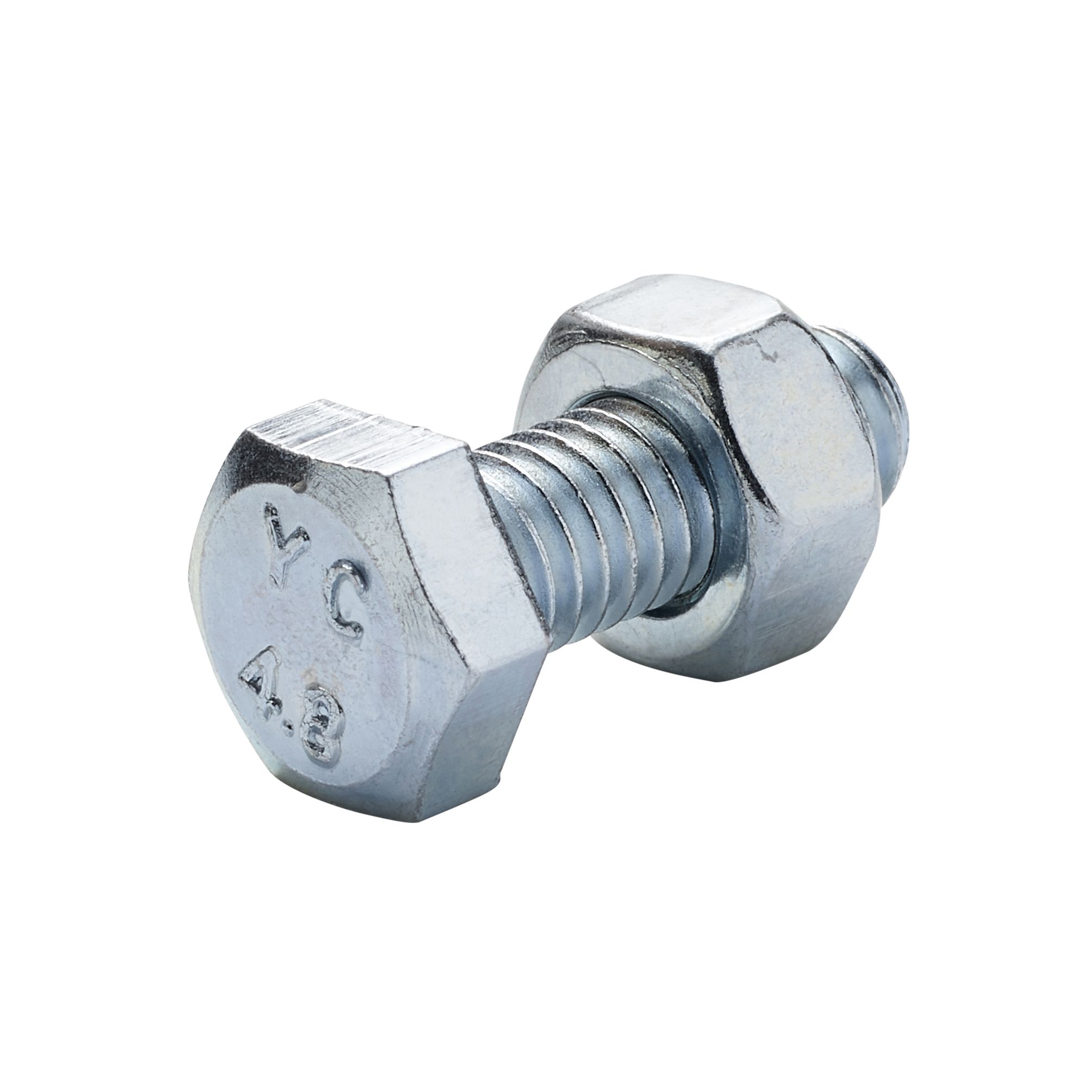 Diall M6 Hex Carbon steel (grade 5.8) Bolt & nut (L)16mm, Pack of 10