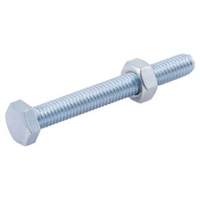 Diall M6 Hex Carbon steel (grade 5.8) Bolt & nut (L)50mm, Pack of 10
